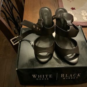White House Black Market Alianna Brown Wedge Sandals - Size 7.5